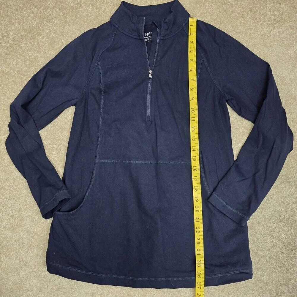 J Jill Fit Out & About Popover Pullover Womens Small Navy 1/4 Zip Stretch Pocket